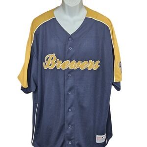 MLB‎ Apparel Mens Milwaukee Brewers Jersey Size 3X Button Front Baseball Blue